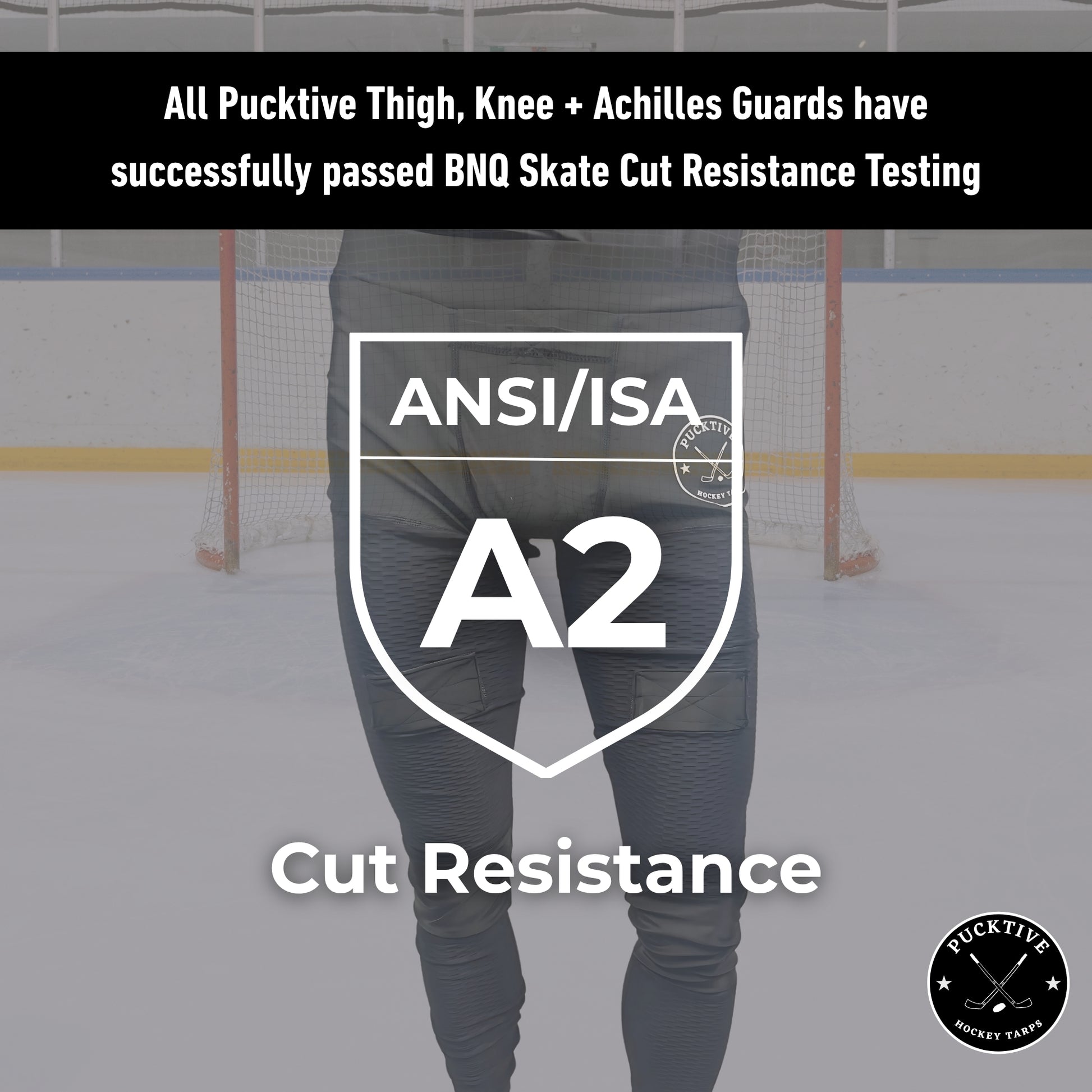 Testing overview of Boy’s Base A2 goalkeeper jock leggings demonstrating BNQ cut-resistance and material durability.