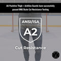 BNQ and ANSI cut-resistance testing information page for Boy’s Base A2 hockey jock leggings.