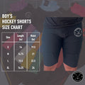 Size chart for Boy’s Dry-Fit Hockey Jock Shorts with waist measurements and fit guidelines.