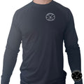 Front view of Boy's Dry Fit long sleeve hockey shirt showing lightweight moisture-wicking performance fabric.