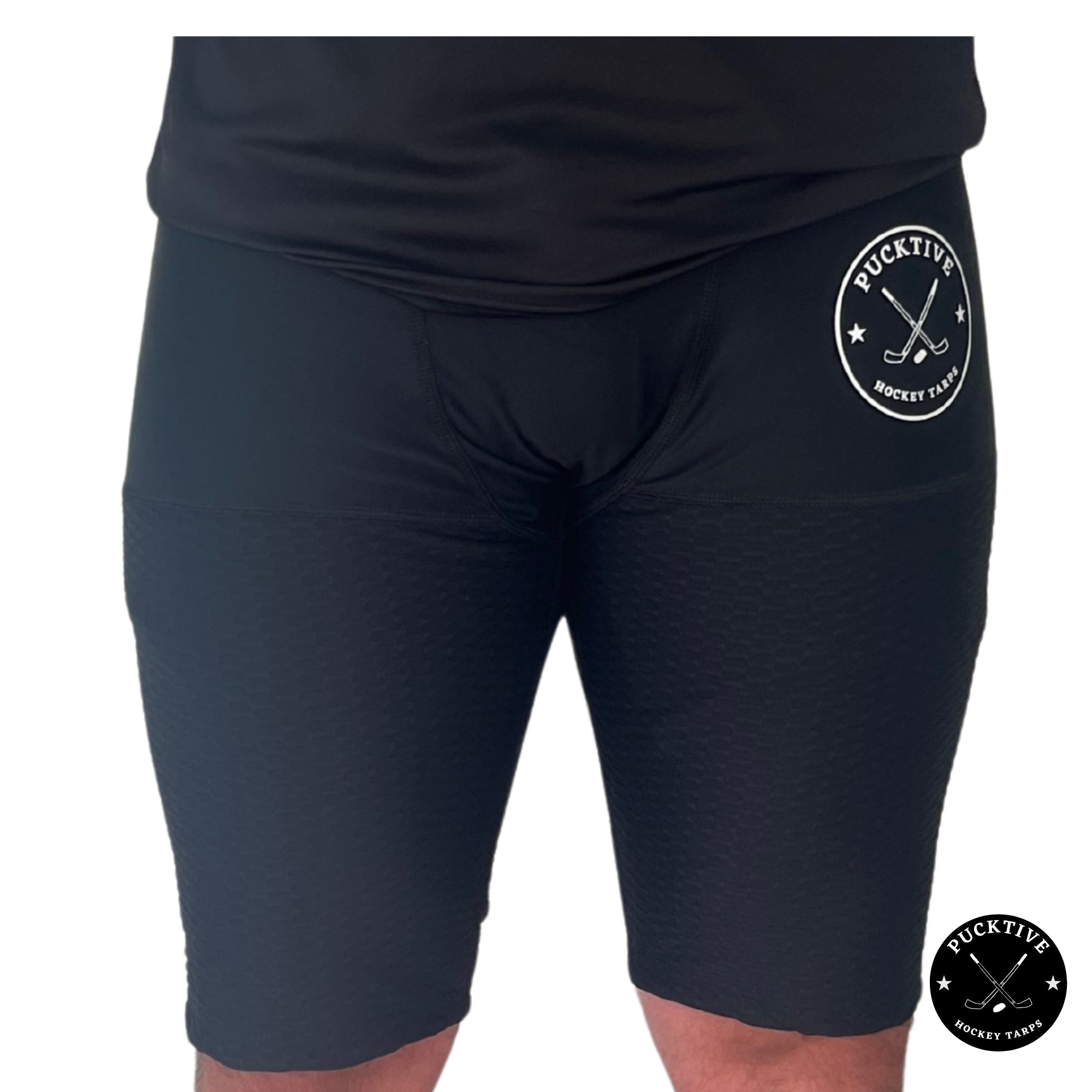 Front view of Boy’s Elite A9 cut-resistant hockey shorts.