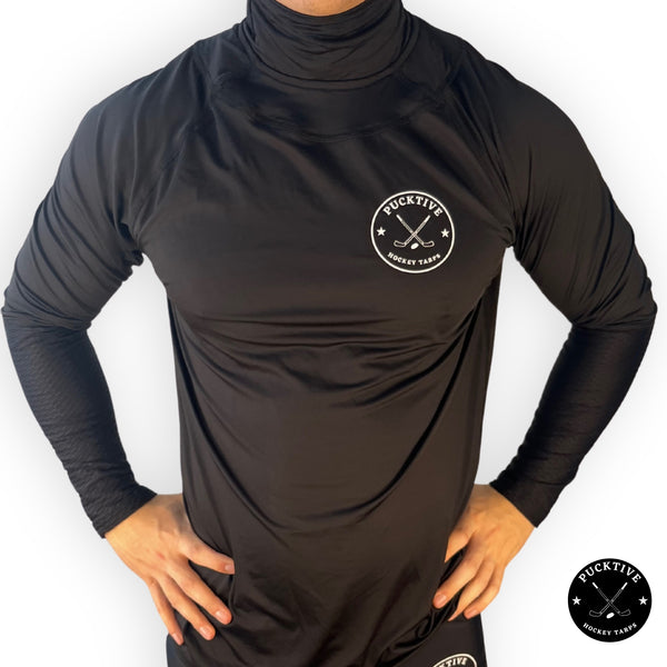 Front view of Boy's Elite A9 full hockey tarp showing neck and wrist protection zones and ergonomic fit.