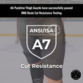 BNQ and ANSI testing overview for Boy’s Pro A7 cut-resistant hockey jock shorts showing verified cut-resistance ratings.