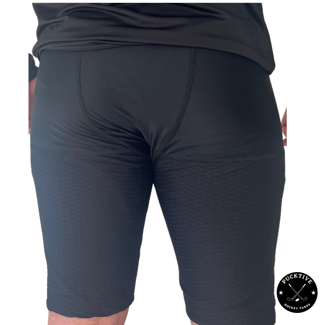 Front view of Boy’s Pro A7 cut-resistant hockey shorts.