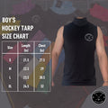Size chart for Boy’s Pro A7 cut-resistant hockey tank top with measurement guide.