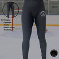 Feature summary page for girl’s dry fit hockey jill leggings highlighting moisture-wicking fabric, lightweight design, and 4-way stretch mobility.