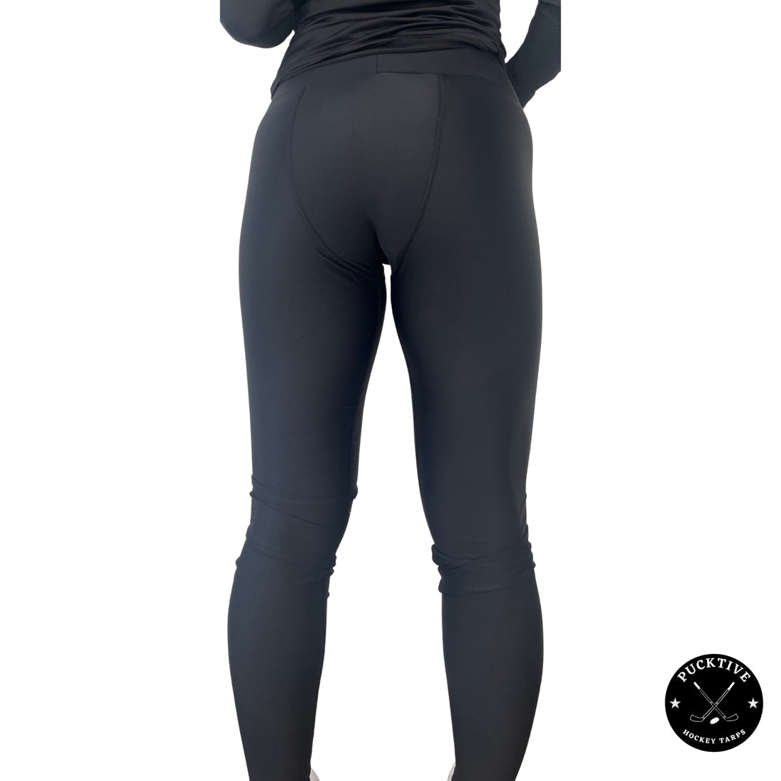 Front view of girl’s dry fit hockey leggings showing athletic fit and breathable performance fabric.