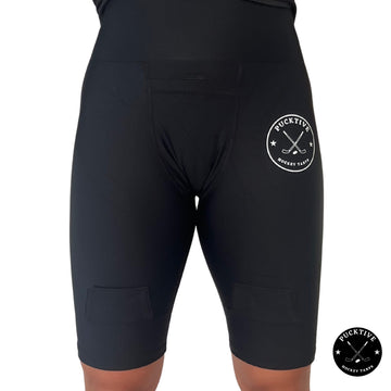 Front view of Girl’s Dry-Fit Hockey Jill Shorts showing lightweight fabric, ergonomic fit, and built-in cup pocket.