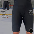 Girl’s Dry-Fit Hockey Jill Shorts information graphic detailing lightweight design, moisture-wicking fabric, and cup pocket features.