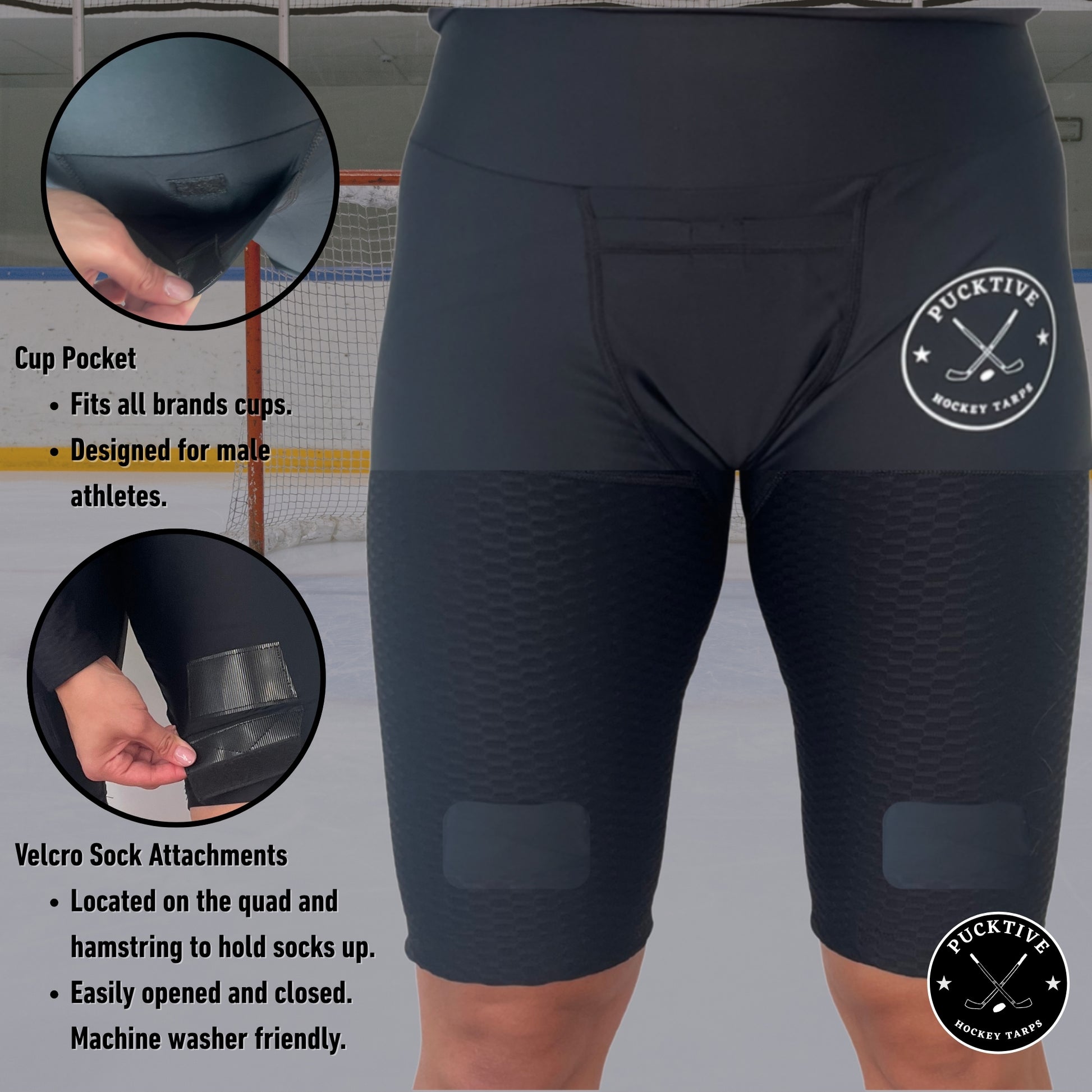 Product specifications page for Girl’s Elite A9 cut-resistant hockey jill shorts detailing materials and protection features.