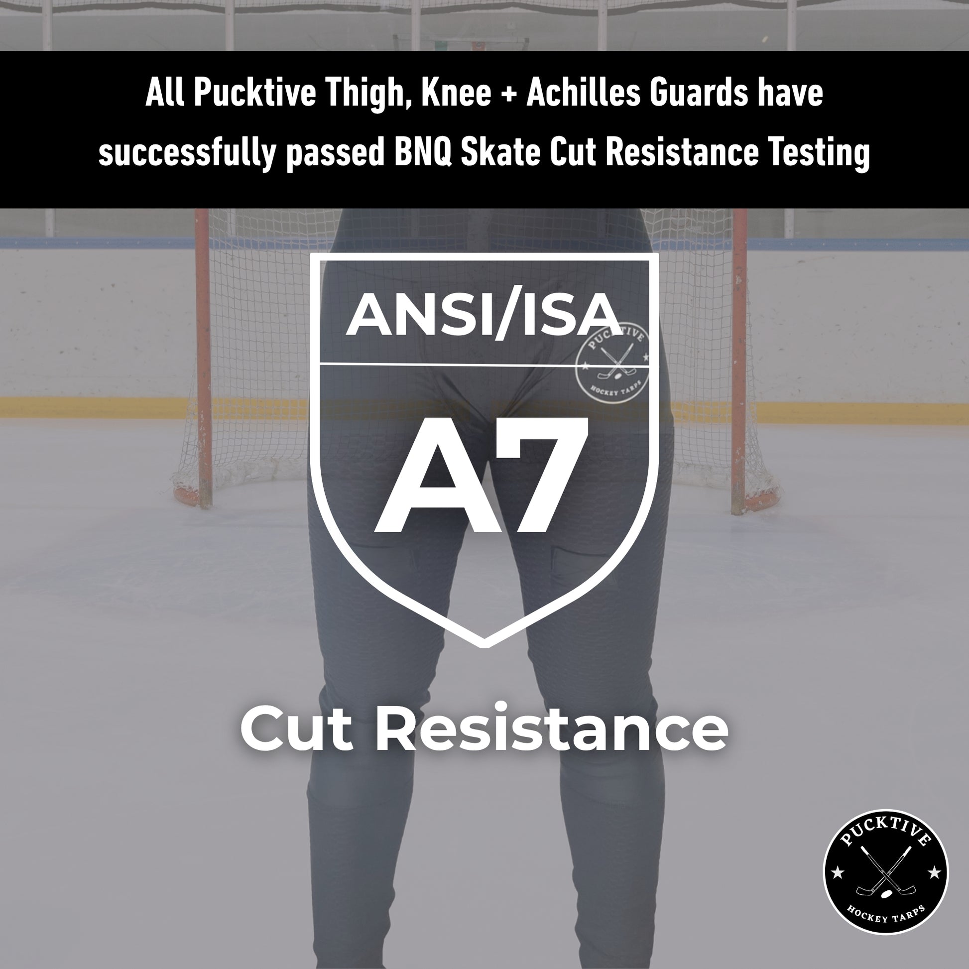 Testing overview of Girl’s Pro A7 goalkeeper jill leggings demonstrating BNQ cut-resistance and material durability.