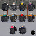 Display showing available neck guard color options for the Men’s Base A2 hockey tarp.