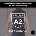 Testing and certification page for Men’s Base A2 cut-resistant hockey tank top, showing BNQ and ANSI cut-resistance results.