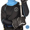 Men’s Base A2 full hockey tarp in light blue  neck guard design showing BNQ-tested neck and wrist cut protection.