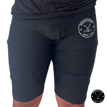 Front view of Men’s Dry-Fit Hockey Jock Shorts showing lightweight fabric, ergonomic fit, and built-in cup pocket.