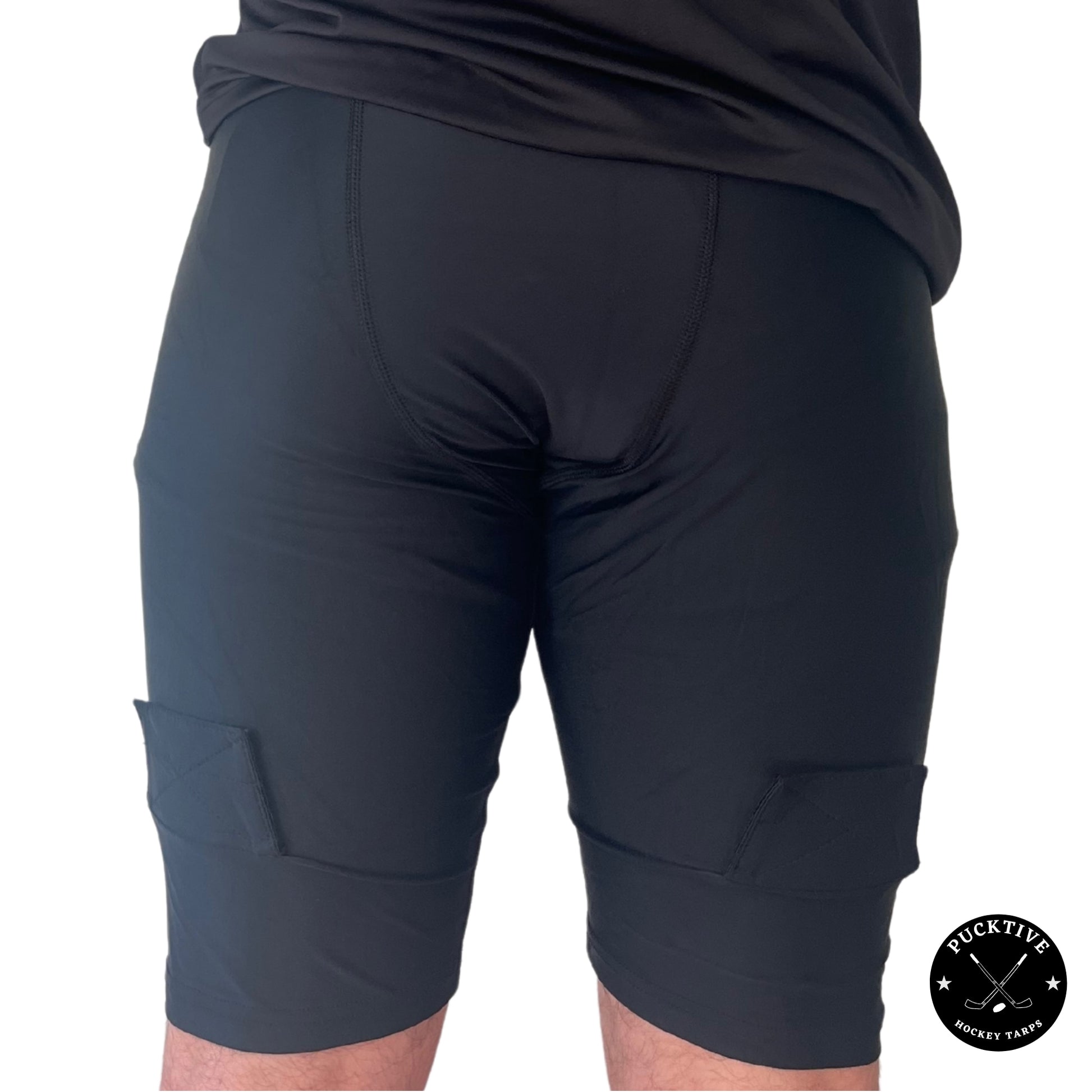 Rear view of Men’s Dry-Fit Hockey Jock Shorts showing breathable material and streamlined athletic fit.