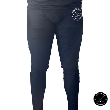 Front view of Men’s Pro A7 cut-resistant hockey leggings showing ergonomic fit and protective coverage zones.