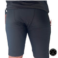 Rear view of Men’s Pro A7 cut-resistant hockey shorts showing thigh and hamstring protection zones.