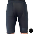 Rear view of Women’s Base A2 cut-resistant hockey jill shorts showing thigh and hamstring protection zones.