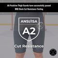 BNQ and ANSI testing overview for Women’s Base A2 cut-resistant hockey jill shorts showing verified cut-resistance ratings.