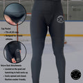 General information page for women’s dry fit hockey jill leggings describing performance fabric, breathability, and compression fit.