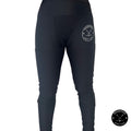 Front view of Women’s Elite A9 cut-resistant goalie leggings showing thigh, groin, calf, and Achilles protection zones.
