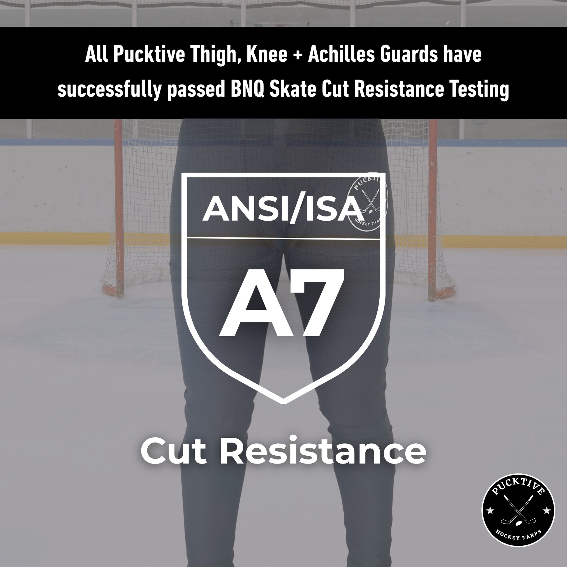 Testing overview of Women’s Pro A7 goalkeeper leggings demonstrating BNQ cut-resistance and material durability.